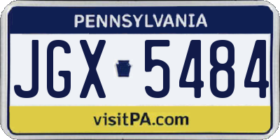 PA license plate JGX5484
