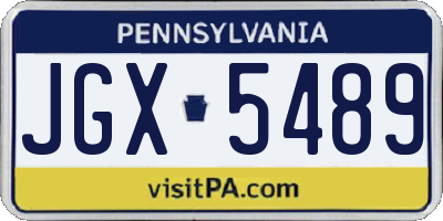 PA license plate JGX5489