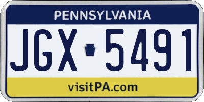 PA license plate JGX5491