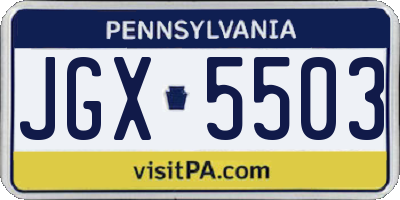 PA license plate JGX5503