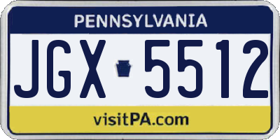 PA license plate JGX5512