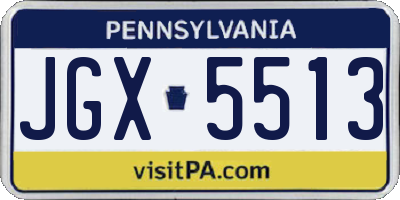 PA license plate JGX5513