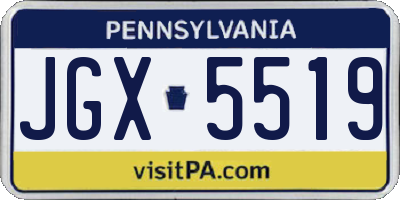 PA license plate JGX5519