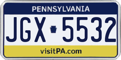 PA license plate JGX5532