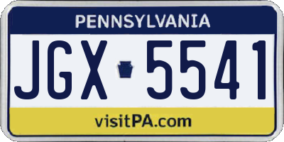 PA license plate JGX5541