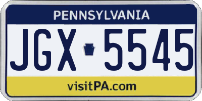 PA license plate JGX5545