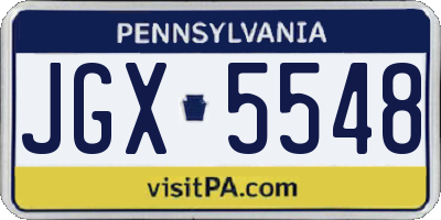 PA license plate JGX5548