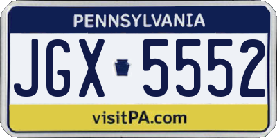 PA license plate JGX5552