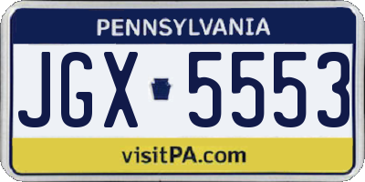 PA license plate JGX5553