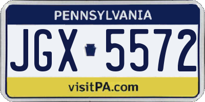 PA license plate JGX5572