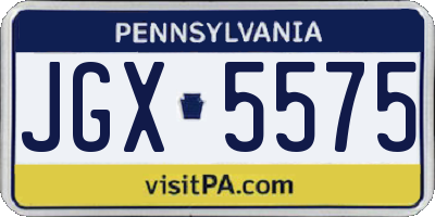 PA license plate JGX5575