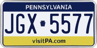 PA license plate JGX5577