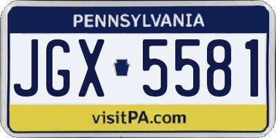 PA license plate JGX5581
