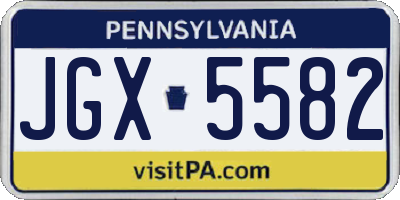 PA license plate JGX5582