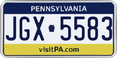 PA license plate JGX5583