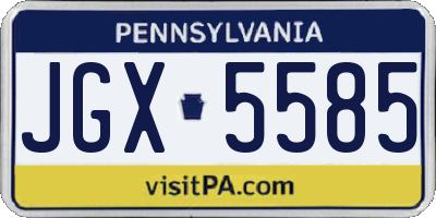 PA license plate JGX5585