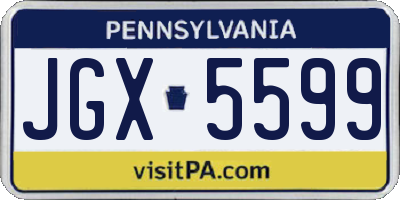 PA license plate JGX5599