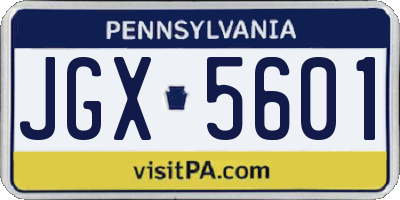 PA license plate JGX5601