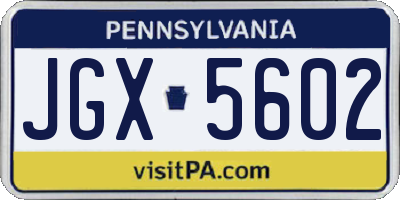 PA license plate JGX5602