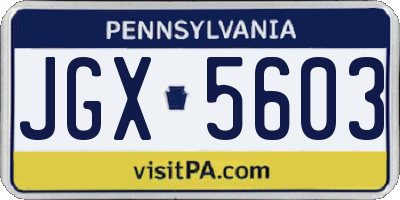 PA license plate JGX5603