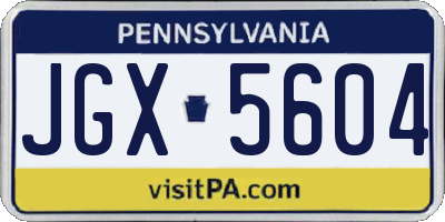PA license plate JGX5604