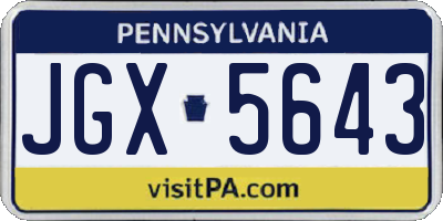 PA license plate JGX5643