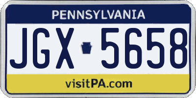 PA license plate JGX5658