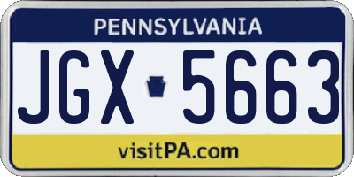 PA license plate JGX5663