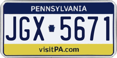PA license plate JGX5671