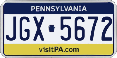 PA license plate JGX5672