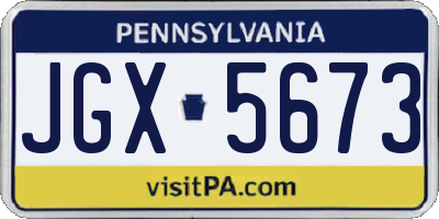 PA license plate JGX5673