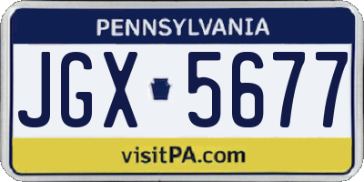 PA license plate JGX5677