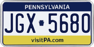 PA license plate JGX5680