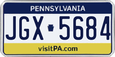 PA license plate JGX5684