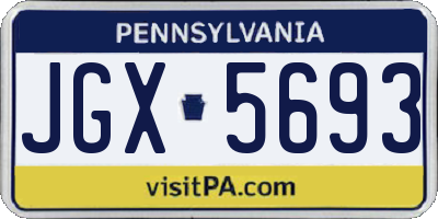 PA license plate JGX5693