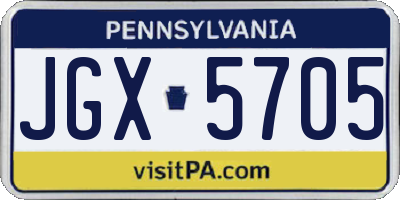 PA license plate JGX5705