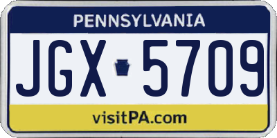 PA license plate JGX5709
