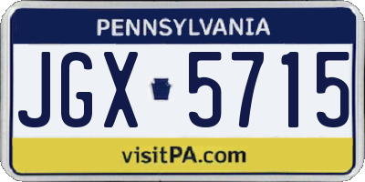 PA license plate JGX5715