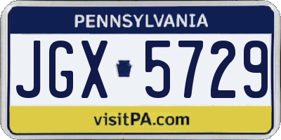PA license plate JGX5729