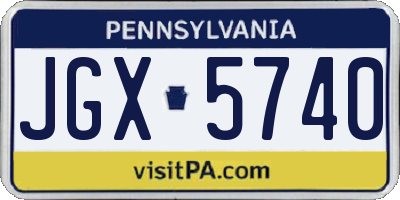 PA license plate JGX5740