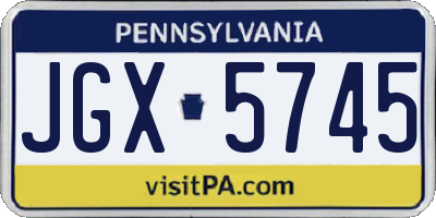 PA license plate JGX5745