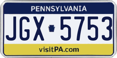 PA license plate JGX5753
