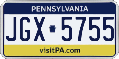 PA license plate JGX5755