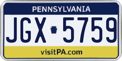 PA license plate JGX5759
