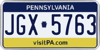 PA license plate JGX5763