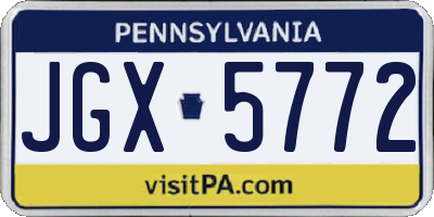 PA license plate JGX5772