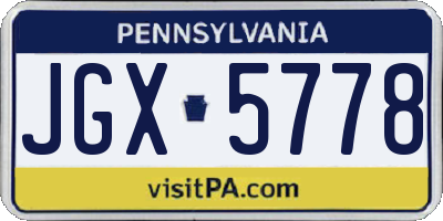 PA license plate JGX5778