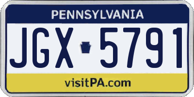 PA license plate JGX5791
