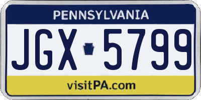 PA license plate JGX5799