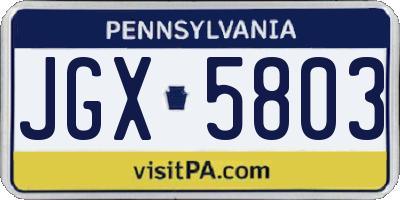 PA license plate JGX5803